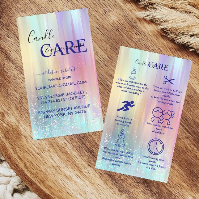 Carte De Visite Soins de bougie de luxe pastel iridescent (Créateur téléchargé)