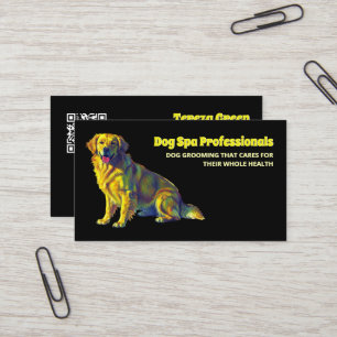 Carte De Visite Soins de chien Grossissant noir QR