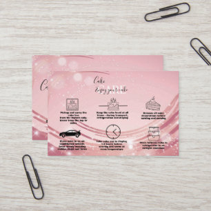 Carte De Visite Soins de gâteau à l'eau rose or