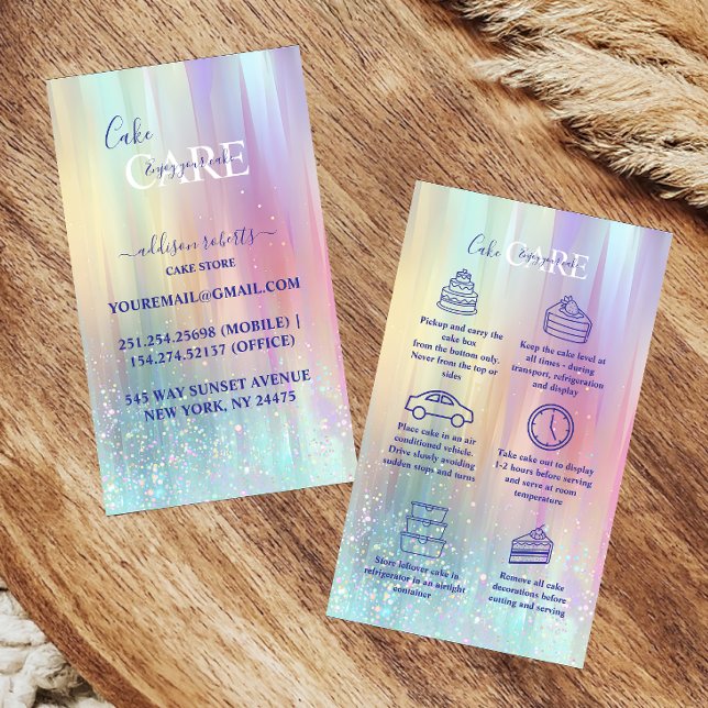 Carte De Visite Soins de gâteau dégradé Pastel Luxe  (Créateur téléchargé)