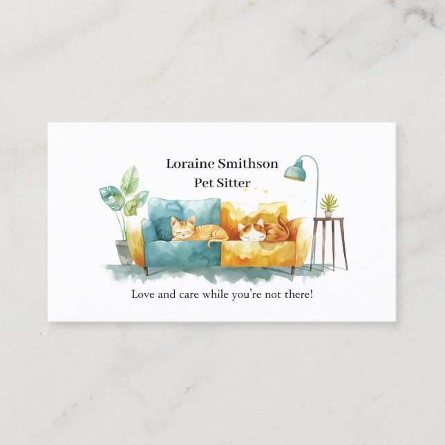 Carte De Visite Soins de sécheur CAT fiable mignonne et Kawaii (Devant)