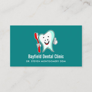 Carte De Visite Soins Dentaires Dent Heureuse avec Brosse à Dents
