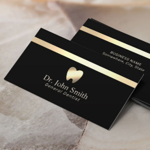 Carte De Visite Soins dentaires modernes Black & Gold