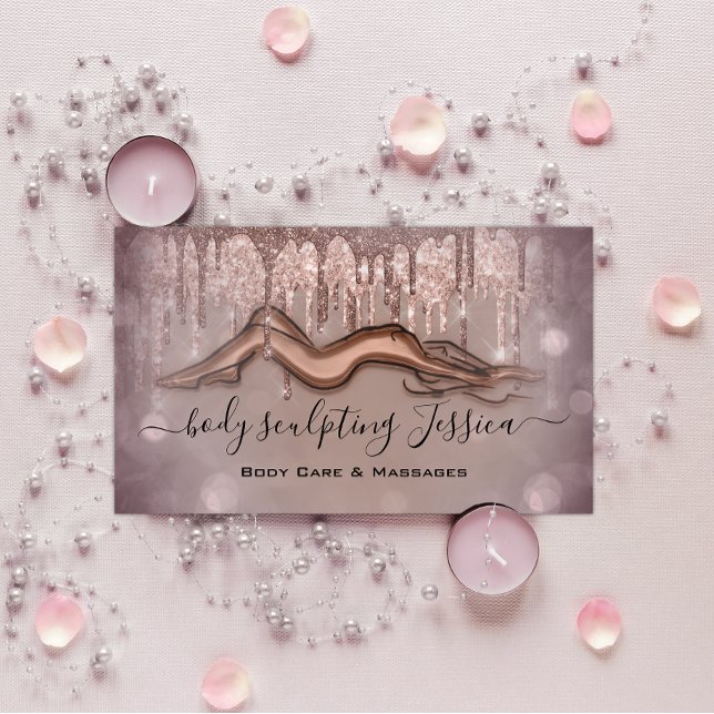 Carte De Visite Soins du corps Sculpting QRCode Logo Rose Drives (Créateur téléchargé)