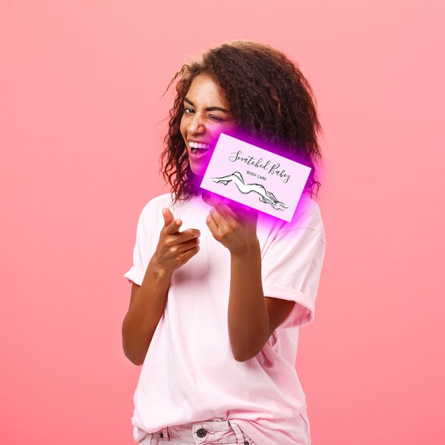 Carte De Visite Soins du corps Sculpture QRCODE noir blanc Lilac (Body Care Sculpting QRCODE Black White Lilac Business Card)