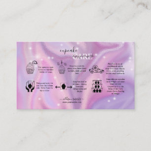 Carte De Visite Soins essentiels à la cupcake violet holographique