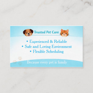 Carte De Visite Soins Personnalisés pour Animaux   Garde d'Animaux