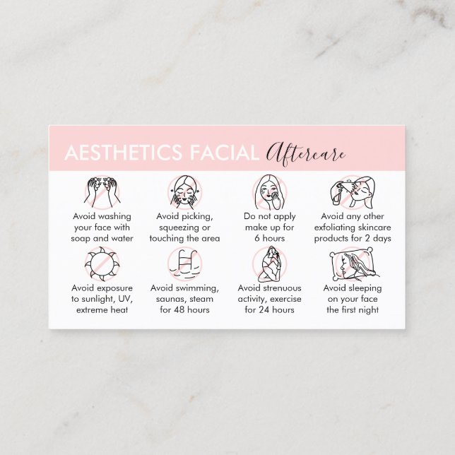 Carte De Visite Soins post-traitement esthétique facial (Dos)