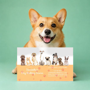 Carte De Visite Soins pour chien à besoins spéciaux Orange Aquarel