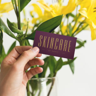 Carte De Visite Soins Skincare Bourgogne Et Minimaliste Or Simple