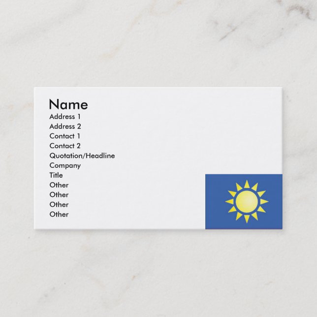 Carte de visite solaire jaune (Devant)