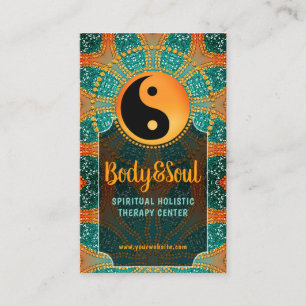 Carte De Visite Solde Turquoise Orange Yin Yang Sangria Gold Spark
