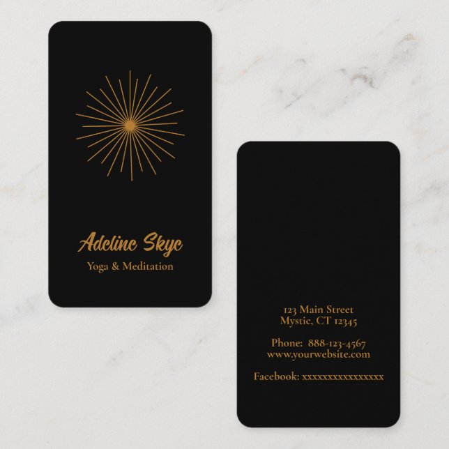 Carte De Visite Soleil céleste simple (Devant / Derrière)