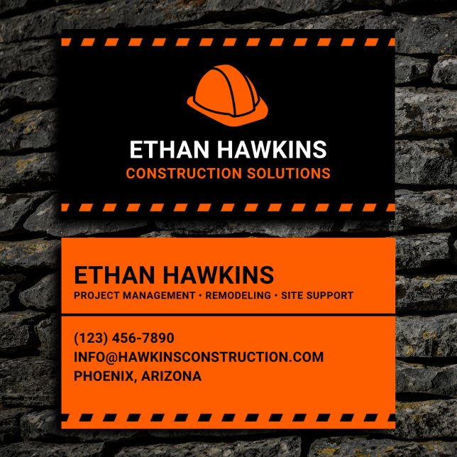 Carte De Visite Solutions de construction Casque orange (Créateur téléchargé)