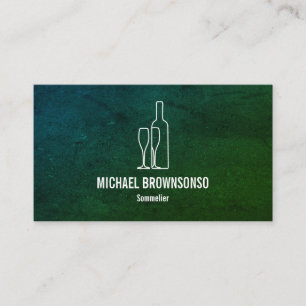 Carte De Visite Sommelier Bouteille de Vin Vert