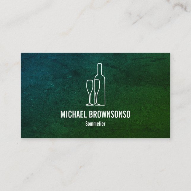 Carte De Visite Sommelier Bouteille de Vin Vert (Devant)