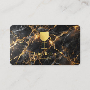 Carte De Visite Sommelier de bar à vin moderne en marbre sombre