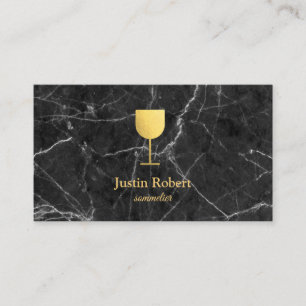 Carte De Visite Sommelier de marbre foncé moderne de barman de vi