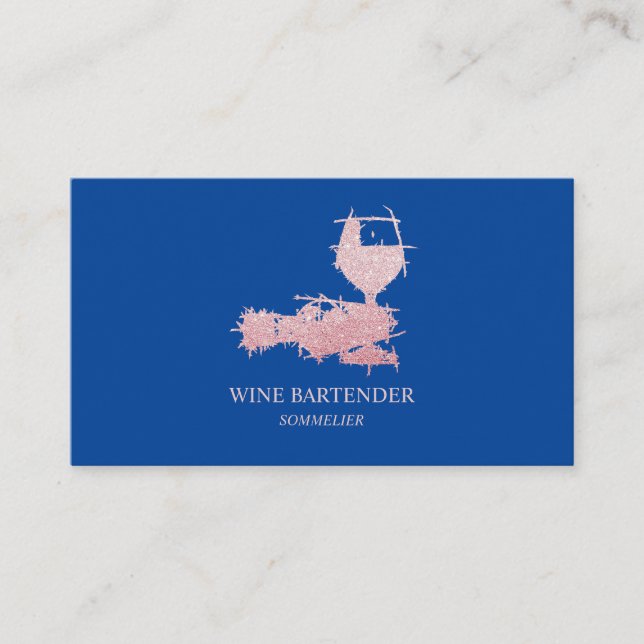 Carte De Visite Sommelier du barman rose de marine (Devant)