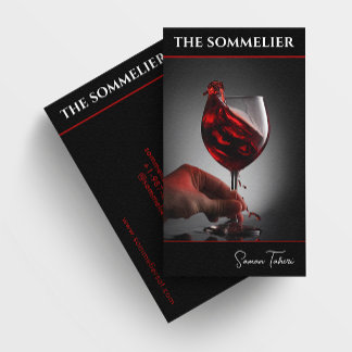 Carte de visite sommelier en verre de vin