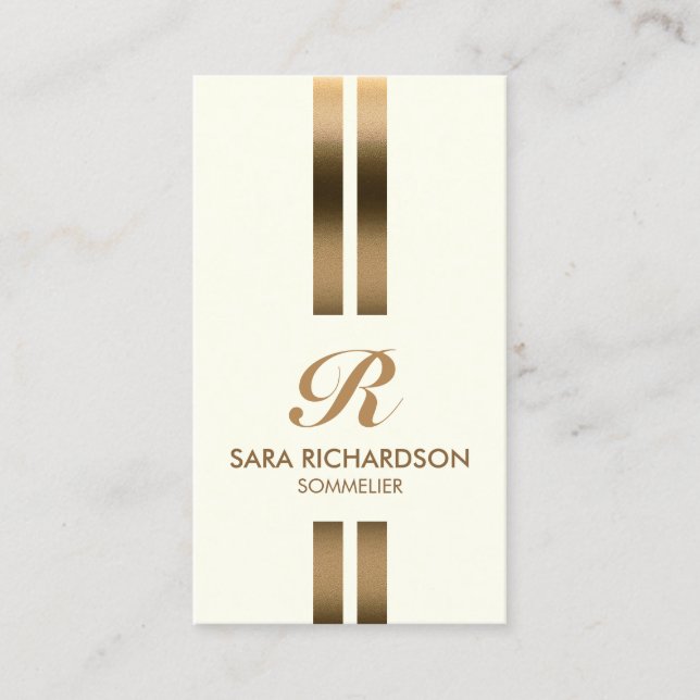 Carte De Visite Sommelier Monogramme Faux Or (Devant)