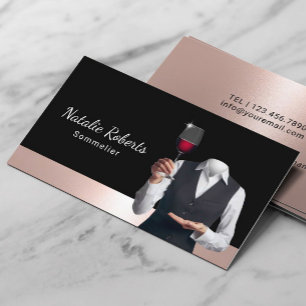 Carte De Visite Sommelier Rose moderne Gold Wine Bartender