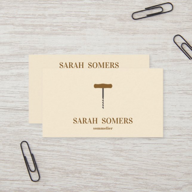Carte De Visite Sommelier sommelier barman à vis à vin moderne (Devant/Arrière en situation)