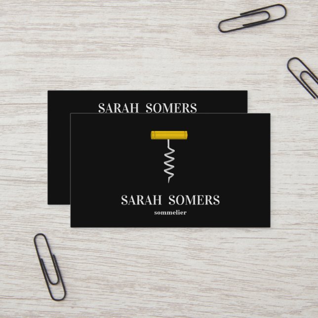 Carte De Visite Sommelier sommelier barman à vis à vin moderne (Devant/Arrière en situation)