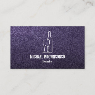 Carte De Visite Sommelier Texture Cuir Violet