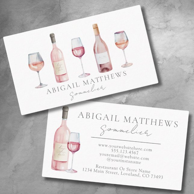 Carte De Visite Sommelier Vin Élégant (Elegant Sommelier Wine Business Card)