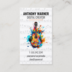 Carte De Visite Son numérique Feuille de musique Guitare