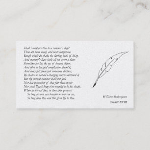 Carte De Visite Sonnet # 18 par William Shakespeare