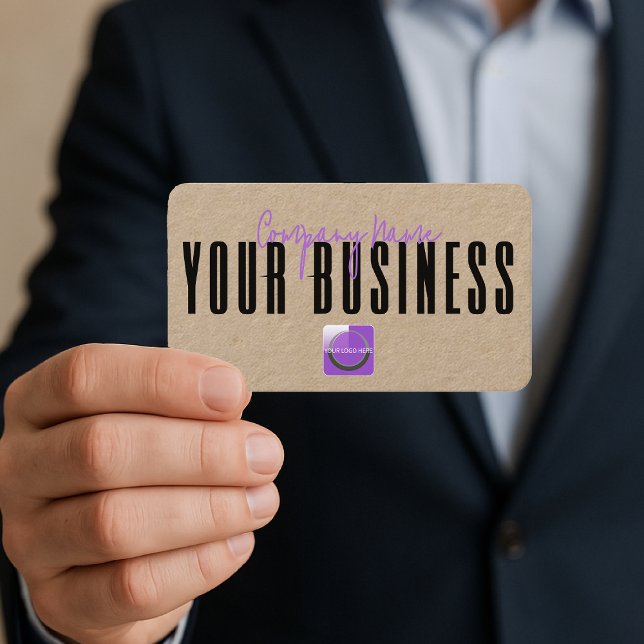 Carte De Visite Sophisticated Modern Kraft  Purple Logo Generic  (Créateur téléchargé)