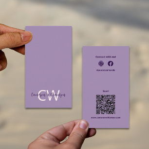 Carte De Visite Sophisticated Solid Violet QR Code social