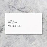 Carte De Visite Sophisticated Trendy Girly Script Minimal White<br><div class="desc">In the landscape of professional networking, a business card is more than just a conduit for sharing contact information; it’s a tangible extension of your brand. Our dual-font minimalist business cards epitomize this blend of identity and elegance, tailored to resonate with small business owners, hair stylists, makeup artists, consultants, and...</div>