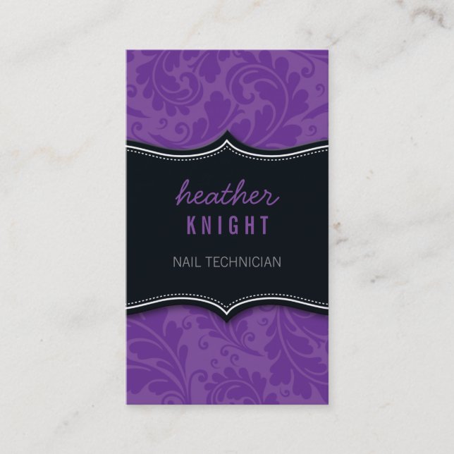 CARTE DE VISITE sophistiqué fleurit noir violet (Devant)