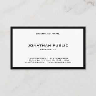 Carte De Visite Sophistiqué Noir Blanc Moderne Sleek Top Plain