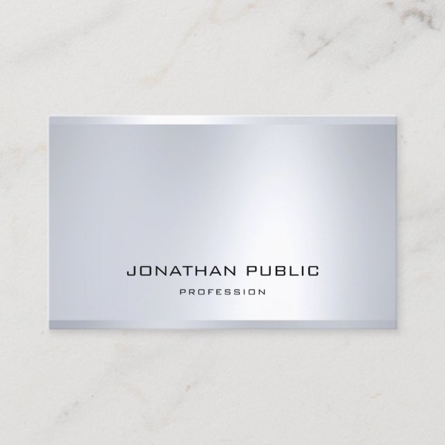 Carte De Visite Sophistiqué Silver Plain professionnel (Devant)