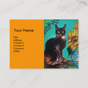 Carte De Visite SOUCHES AVEC CHAT, jaune orange