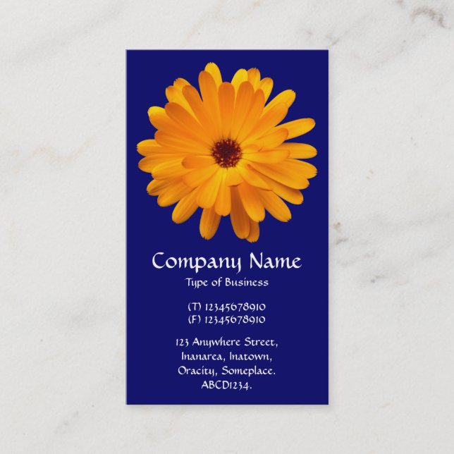 Carte De Visite Souci orange - Bleu marine profond (Devant)