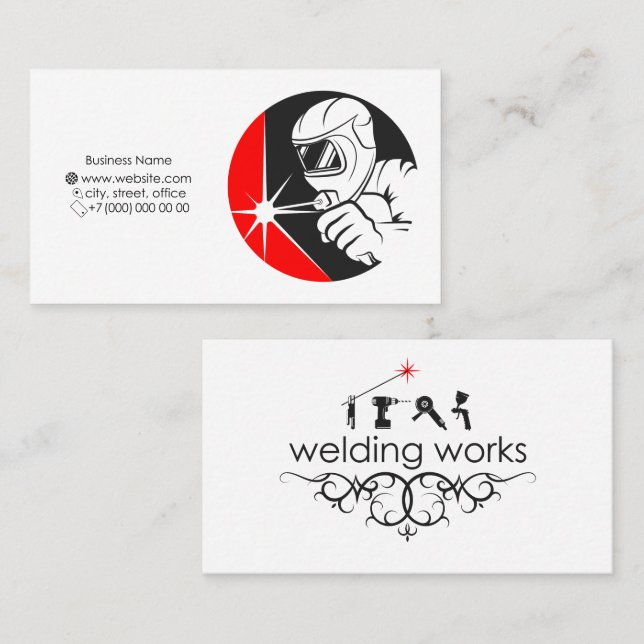 Carte De Visite Souder avec machine à souder (Devant / Derrière)