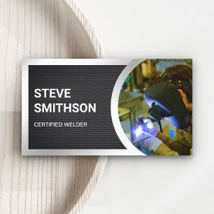Carte De Visite Soudeur en acier à maille noire