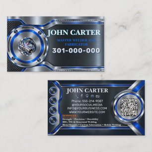 Carte De Visite Soudeur en acier inoxydable Métal Code QR Logo per