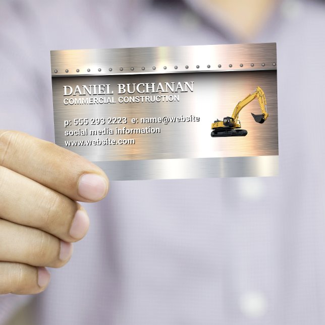Carte De Visite Soudeur | Métal brossé avec des Rivets | Bull Doze (Créateur téléchargé)