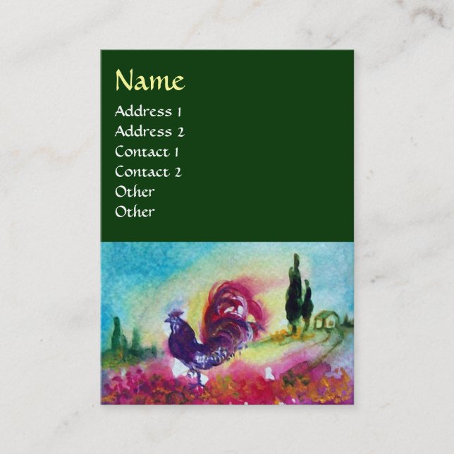 Carte De Visite SOUFFRANCES ET ROOSTER NOIR. Vert (Devant)