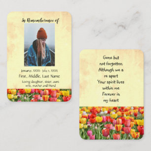 Carte De Visite Soupirs de poche Memorial Tulips Fleurs de jardin