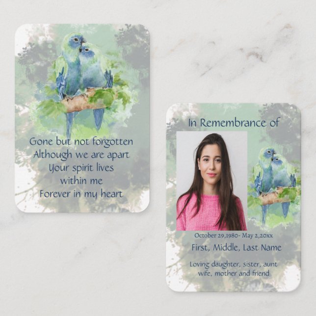 Carte De Visite Soupirs de poche Souvenir Perroquets tropicaux Ble (Devant / Derrière)