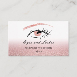 Carte De Visite Sourcils Cils Rose Gold Paillettes