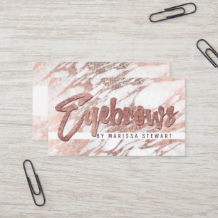 Carte De Visite Sourcils élégants chics de marbre d'or de rose