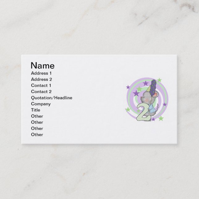 Carte De Visite Souris 2e anniversaire T-shirts et cadeaux (Devant)